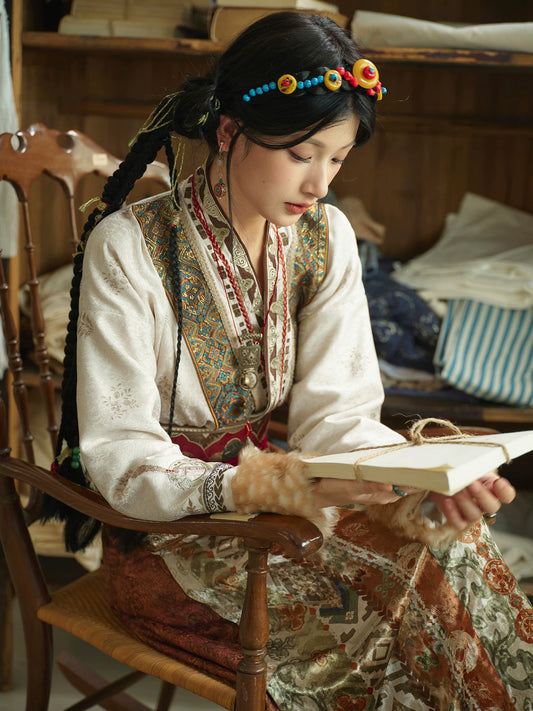 More than Thirteen [Wild Deer Chant] Women Winter Ethnic Hanfu Set modern HanFuDreams