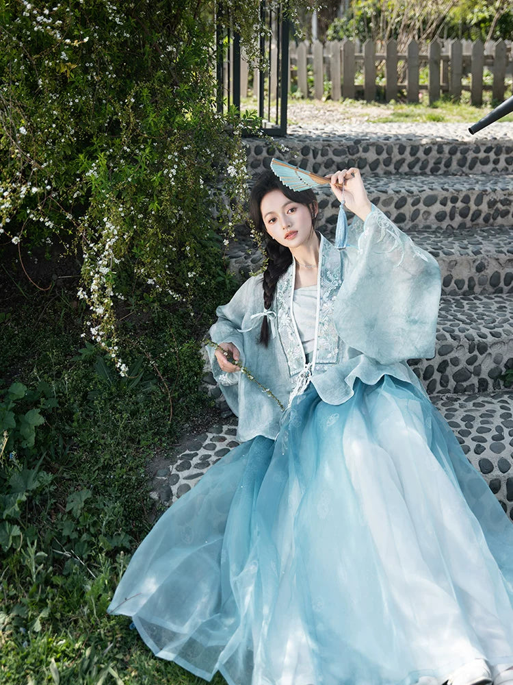 [Jade Waves] Printed Ming Style Hanfu Set ming Shisanyu