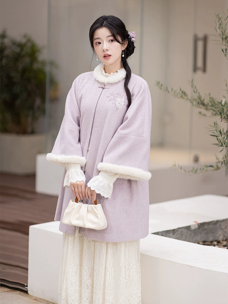 Chi Xia [Wisteria Butterfly Language] Fleece Arctic Fleece Long Jacket Ming ming HanFuDreams