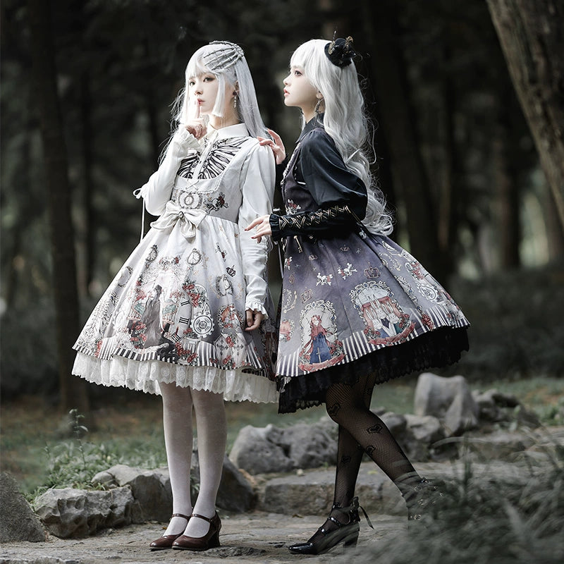 Halloween Sakura Love Goth Lolita Black Fairy Jsk Diablo Vintage Gemini lolita HanFuDreams