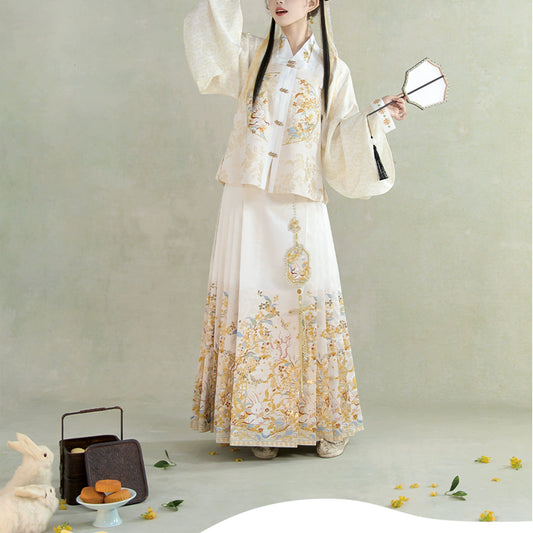 Flower Fairy Story [Rabbit Embroidery] Skirt Weaving Gold Set Brocade han HanFuDreams
