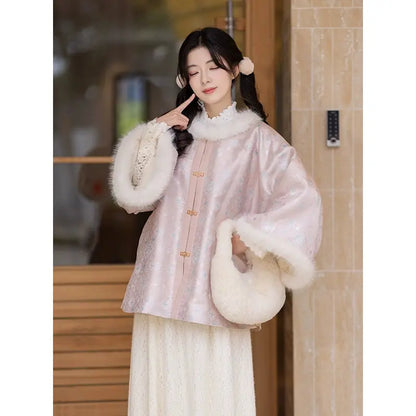 Chinese New Year Ming Zhaojun Fleece-Lined Jacket – Three-Color Hanfu ming Chixia Pink Zhaojun jacket S