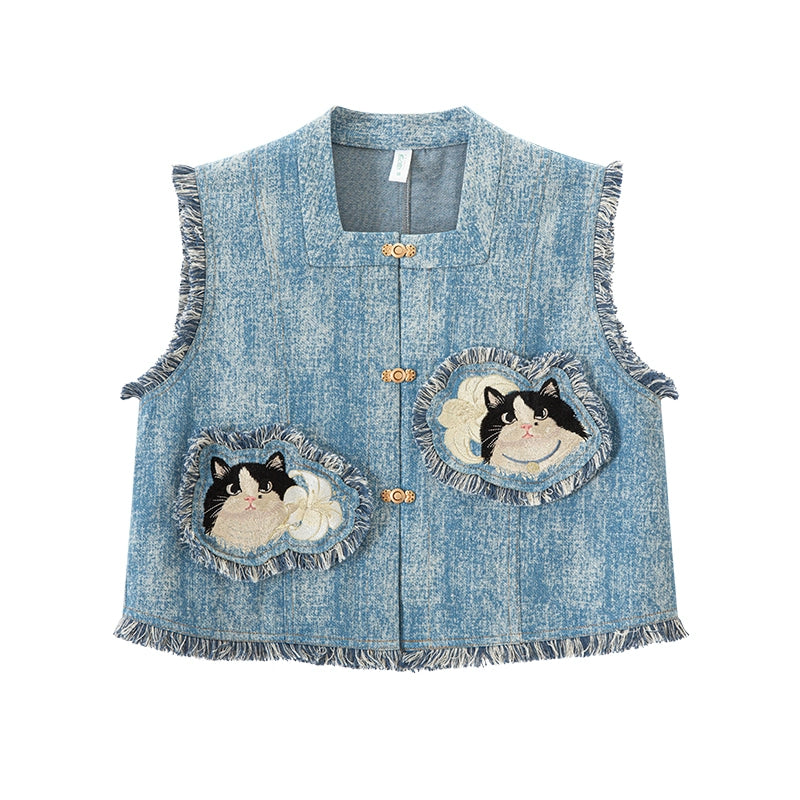Cat Embroidery Bijia Tencel Shirt Horse Dress Hanfu han HanFuDreams Embroidery improved cotton S