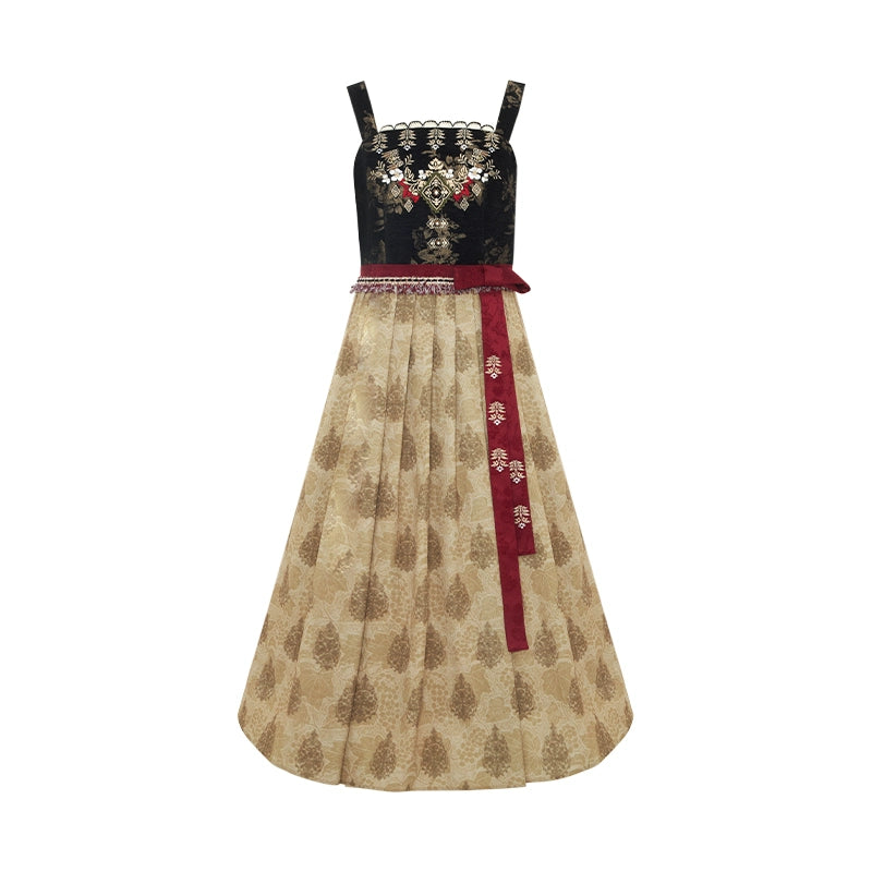 More than thirteen [Tingwu Autumn] lamb wool jacket dress national style set modern HanFuDreams dress S