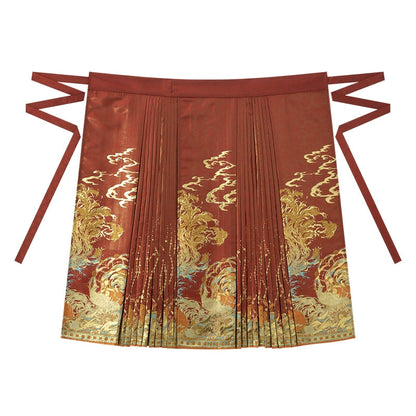 Ming short horse dress Hanfu into wine dress bride ming HanFuDreams Six pairs of pleated imitation makeup flower horse dress S