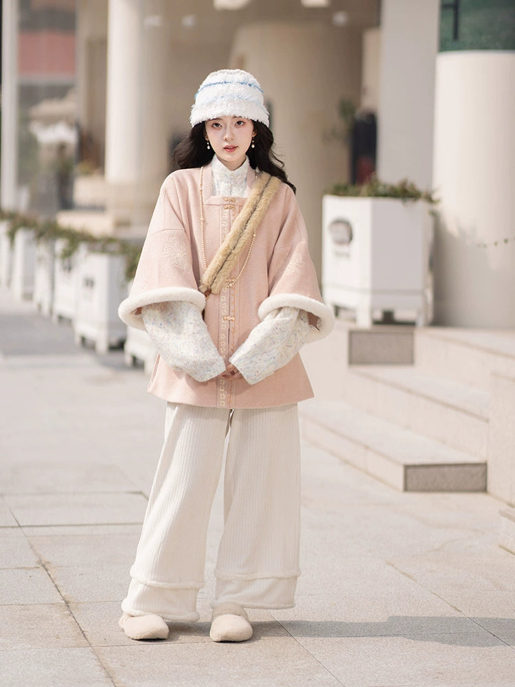 Ming stand-up collar bow bag sleeve short shirt short jacket Hanfu women