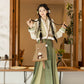 Tang Dynasty short shirt and cross skirt Hanfu tang HanFuDreams short shirt + coat + cross skirt (three-piece set with free bag and headband) S