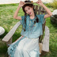 (Pre-Order)[Pine Lake] Modern Tang Style 2-Piece Blue Hanfu Set modern Shisanyu