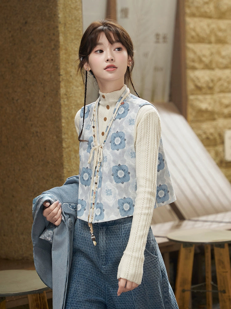 More than thirteen [Boxin Yue] 2025 autumn new jacquard vest denim skirt pants modern HanFuDreams