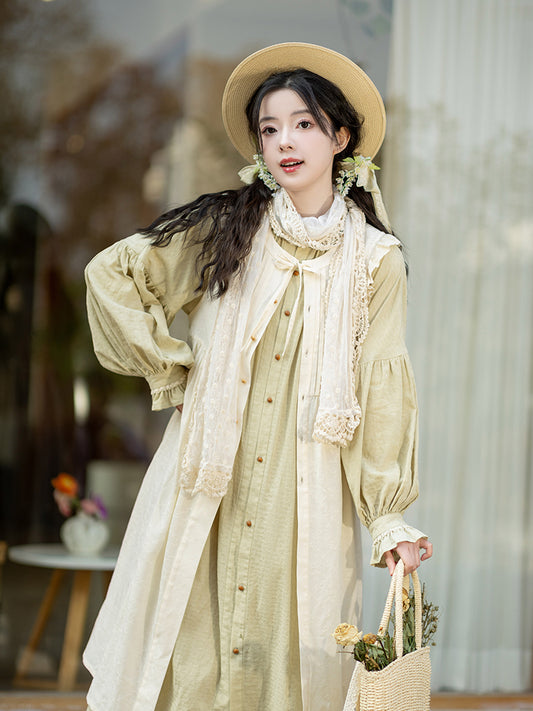 Han element cotton long than armor stand-up collar long shirt Hanfu