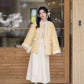 Chi Xia [Fleece Butter] Crew Neck Short Jacket Umbrella Skirt Han han HanFuDreams