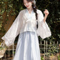 Tang Tiansi Silk Hanfu Summer Set — Top, Six-Panel Skirt & Shorts han Chixia