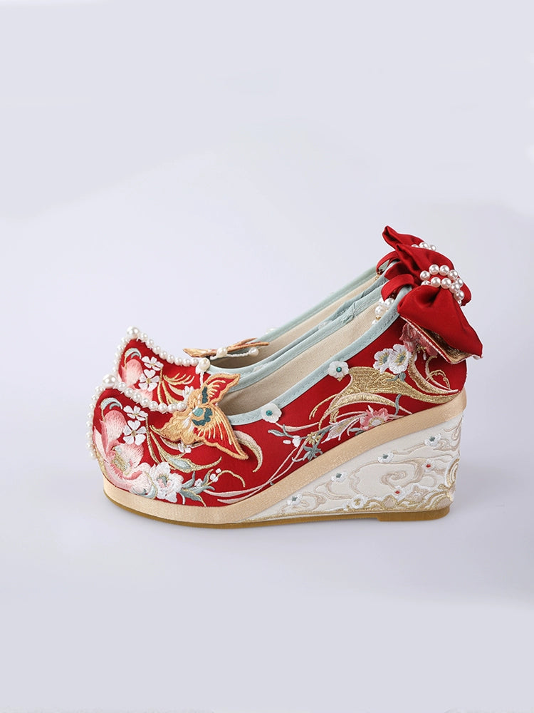 More than thirteen [鸾凤仙羽] embroidered Hanfu wedding shoes women accessories HanFuDreams
