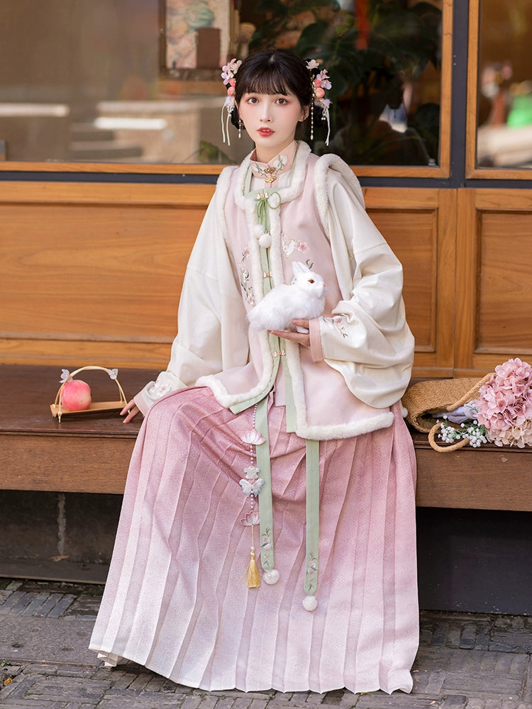 Ming-made velvet short than nail pleated skirt Hanfu