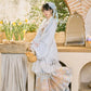 Flower Fairy Story [Yan Yunting] Pipa Sleeve Crossneck Shirt Blue Horse Skirt Set Ming ming HanFuDreams