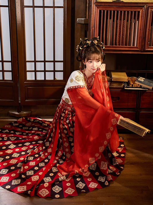 More than thirteen [pearl flame] flat-necked broken skirt Hanfu han HanFuDreams