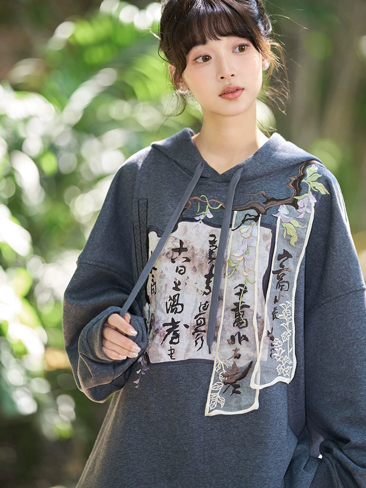 More than thirteen [on the balcony] embroidered hooded pullover sweater bag national style set modern HanFuDreams
