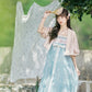 More than Thirteen [Peach Xi] Tencel Jacket Suspender Skirt Pink Dress Set modern HanFuDreams two-piece set S