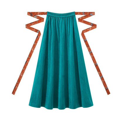 Hanfu Pleated Skirt Polyester Women jin HanFuDreams Elastic ripped skirt S