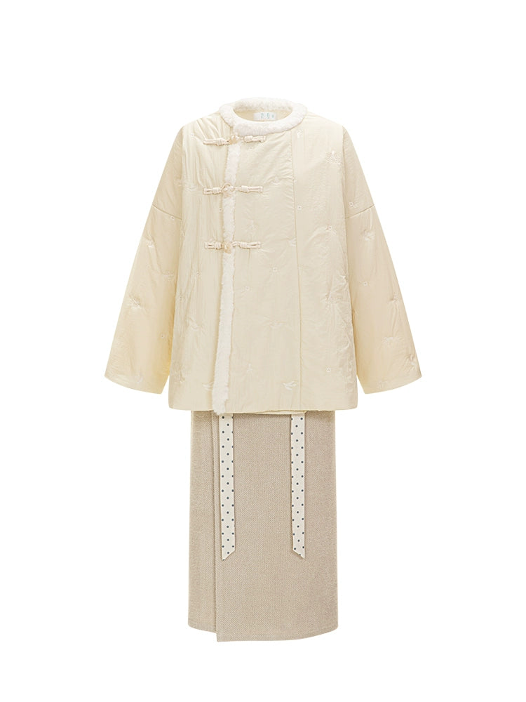 Chi Xia [Cloud Mist Tea] Tang-made round neck short jacket with two skirts