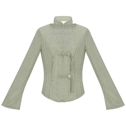 More than thirteen [Linchun poems] knitted cardigan wide-leg pants set spring HanFuDreams Cardigan + tube top S