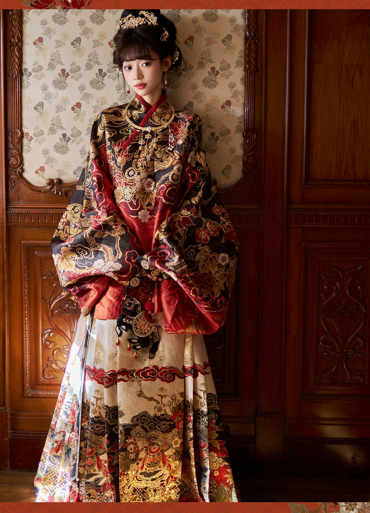 More than thirteen [Xuanma Qiankun] New Year's clothes pipa sleeves horse face skirts Ming ming HanFuDreams