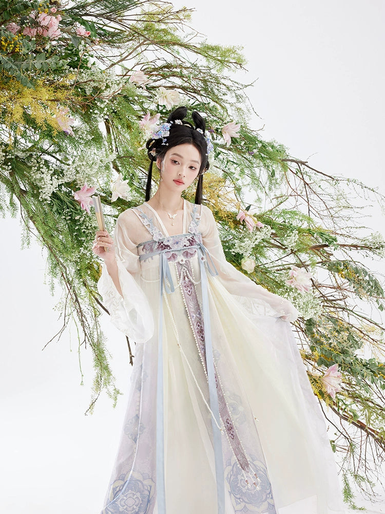 More than thirteen [Moon Hidden Flower Dynasty] Cloak Cardigan Chest-length Broken Skirt Hanfu Women ming HanFuDreams