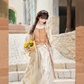 More than thirteen [flowing golden strands] cardigan suspender skirt ethnic style suit modern HanFuDreams