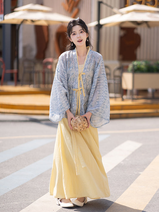 Jin  tencel pleated clothes one piece broken skirt original hanfu