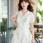 More than thirteen [daydream] national style embroidered white waist short-sleeved dress modern HanFuDreams