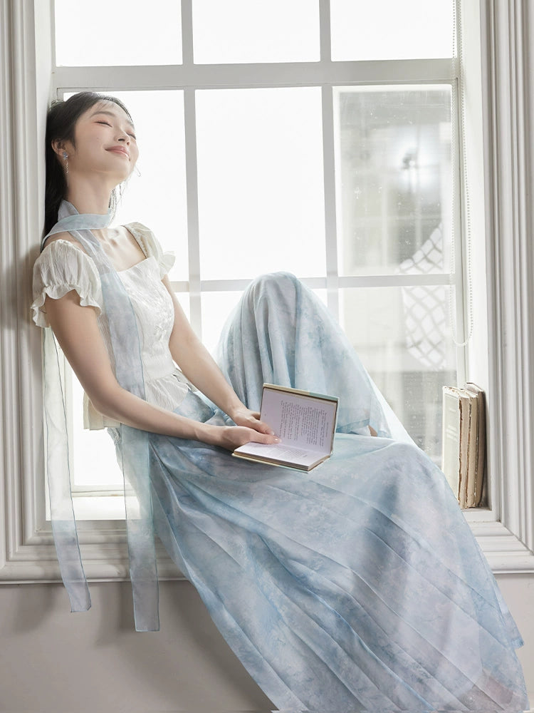 More than thirteen [青云端] new Chinese top wide-leg pants set modern HanFuDreams