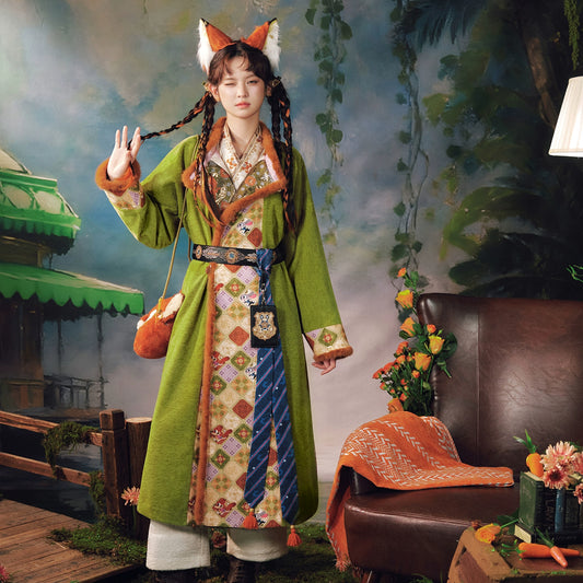 More than thirteen [Disney-double-sided fox shadow] crew neck robe jacket