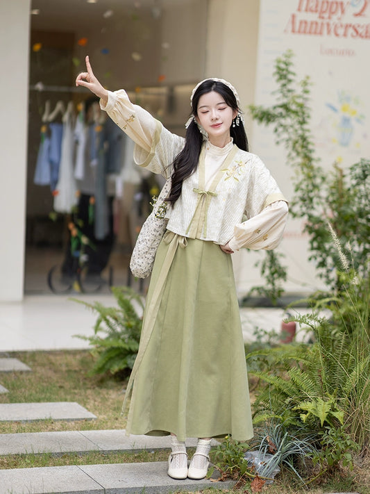 Chi Xia [Osmanthus Longjing] knitted Tang jacket shirt broken skirt Tang tang HanFuDreams