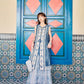 Bishanghua Denim Hanfu Set—Long Bijia Vest & Printed Chiffon Skirt modern Shisanyu Two-piece set S