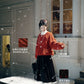 July Eve [Red Bean Puffs] Red Corduroy Jacket Skinny Skirt Han han HanFuDreams