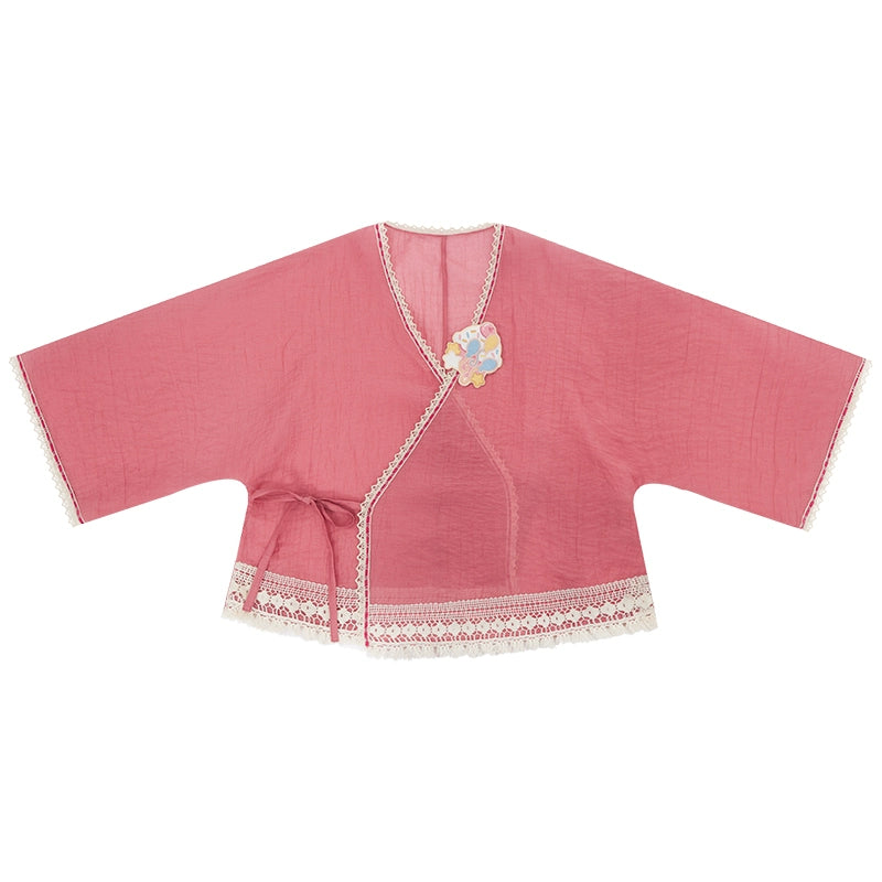 More than Thirteen [Party Magic] Spring Jacket Pants National Style Set modern HanFuDreams Jacket (with breast needle) (pink) S