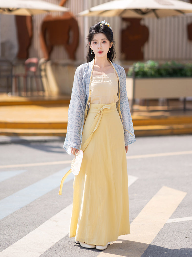 Jin tencel pleated clothes one piece broken skirt original hanfu jin HanFuDreams