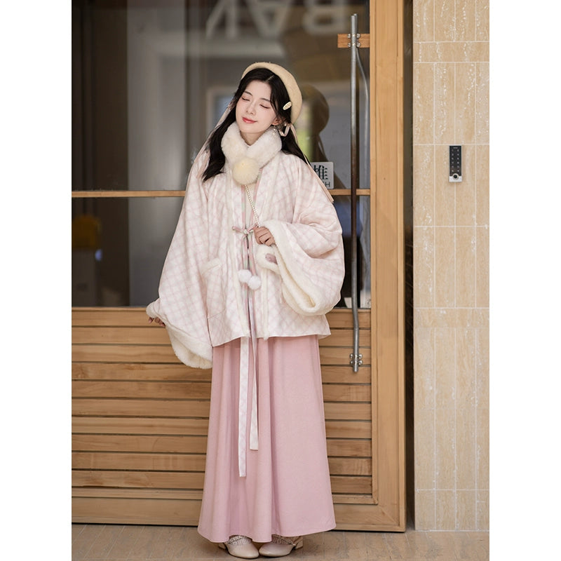 Chi Xia [Pink Sweet Tea] Pleated clothes Han elements six broken skirts han HanFuDreams Pink sweet tea two-piece set S