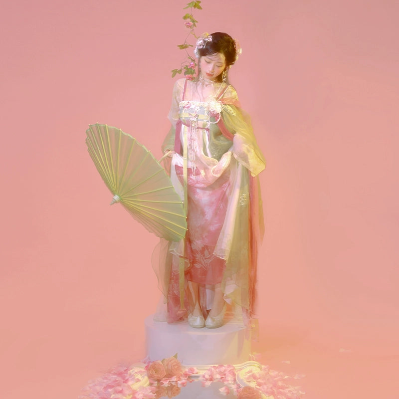 More than thirteen [Pei Yu Spring Breeze] embroidered pink skirt Tang Hanfu women tang HanFuDreams four-piece set XS