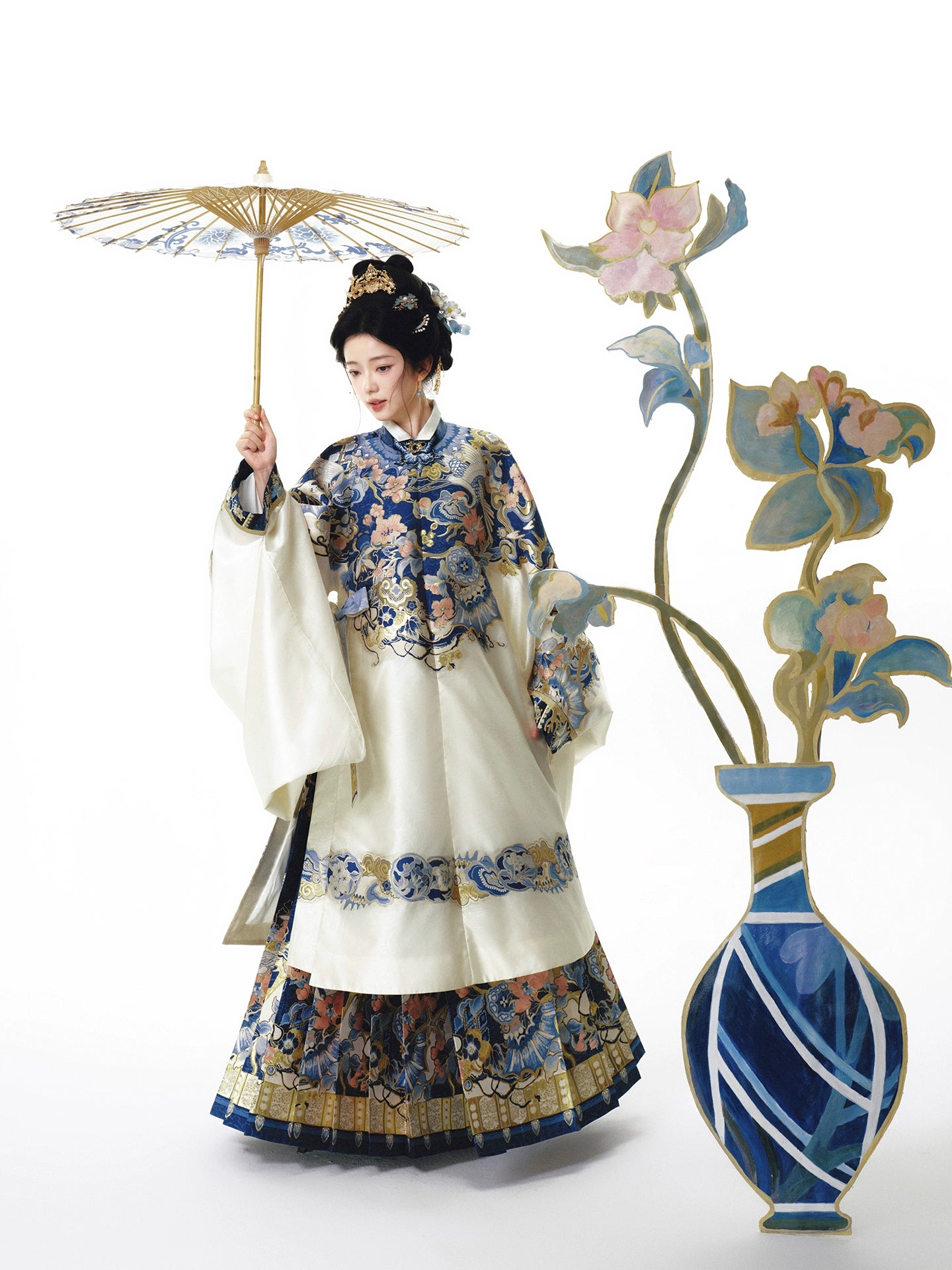 More than thirteen [All Things Life] woven gold stand-up collar large pony skirt Ming-made ming HanFuDreams