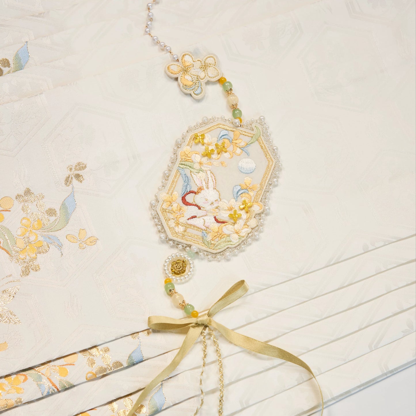 Flower Fairy Story [Golden Branch Rabbit Shadow] Bust Skirt Weaving Horse Face Skirt Set han HanFuDreams Bunny embroidery forbidden S