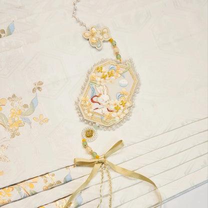 Flower Fairy Story [Golden Branch Rabbit Shadow] Bust Skirt Weaving Horse Face Skirt Set han HanFuDreams Bunny embroidery forbidden S