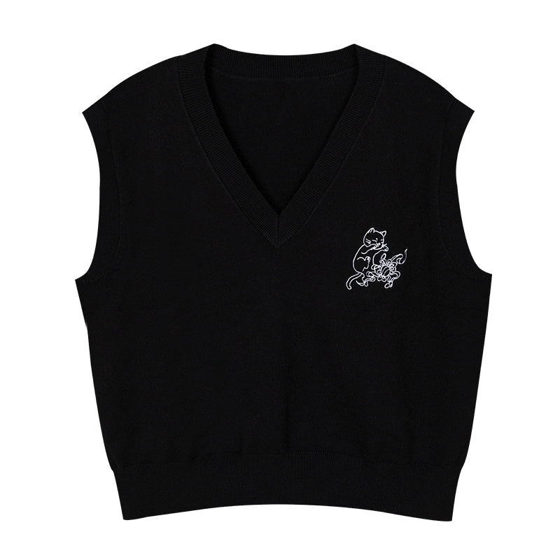 Han element horse dress Hanfu han HanFuDreams Black knitted vest S