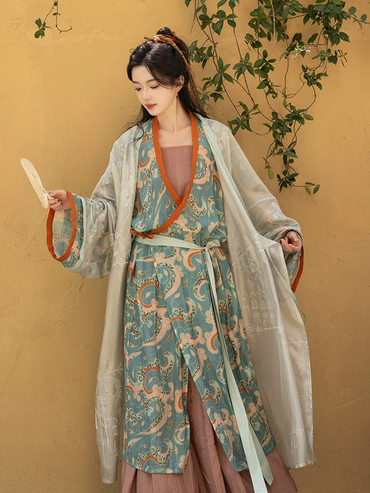 Vêtements Hanfu en fil uni à train droit de Wei Jinfeng
