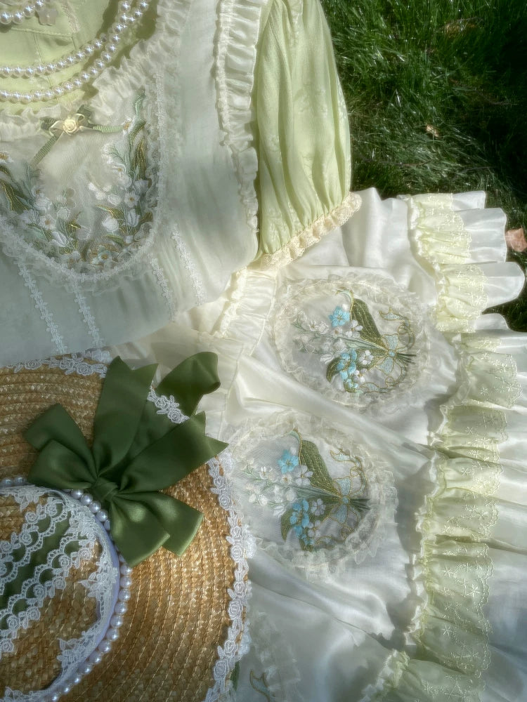 Flower Fairy Story [Lily of the Valley] Embroidery Skirt Shirt Set Han han HanFuDreams