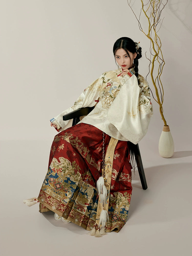 More than thirteen [Jiuyao golden branches] red horse dress Ming Hanfu women's autumn and winter ming HanFuDreams
