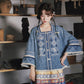 More than thirteen [Xianyunhe] embroidered square collar denim jacket horse skirt modern HanFuDreams two-piece set S