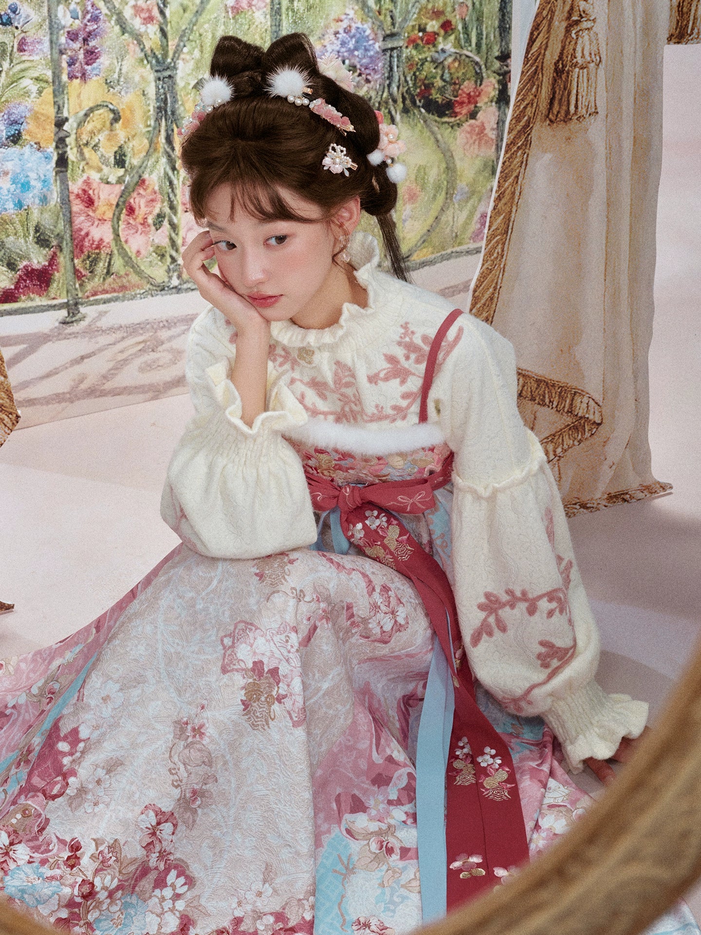 More than thirteen [Huaxing] knitted top plate rope embroidered plush bottoming shirt modern HanFuDreams