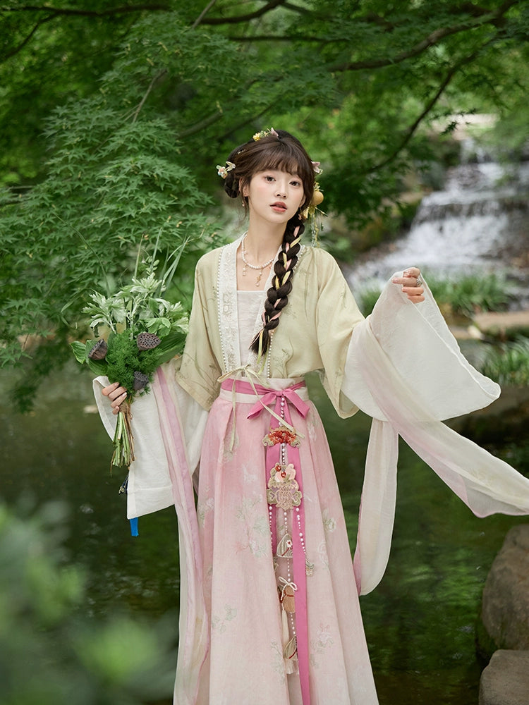 More than thirteen [青艾少女] summer cardigans and broken skirts Song Hanfu song HanFuDreams