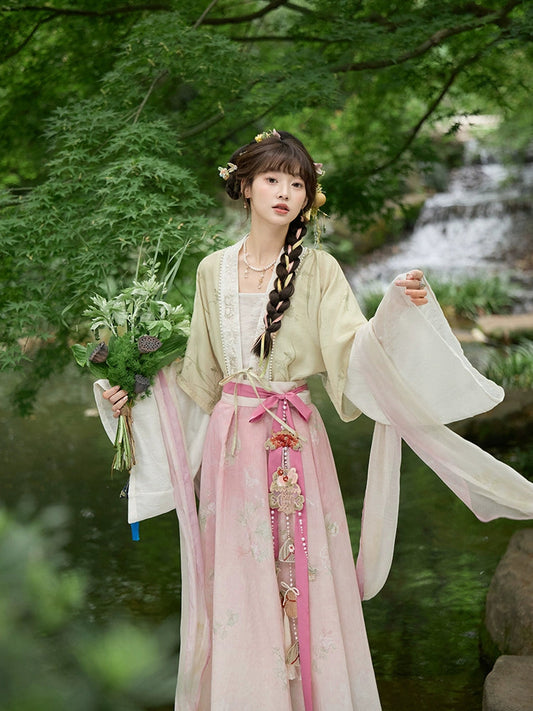 More than thirteen [青艾少女] summer cardigans and broken skirts Song Hanfu song HanFuDreams